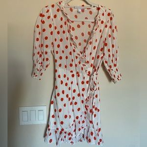 White and orange polka dot dress